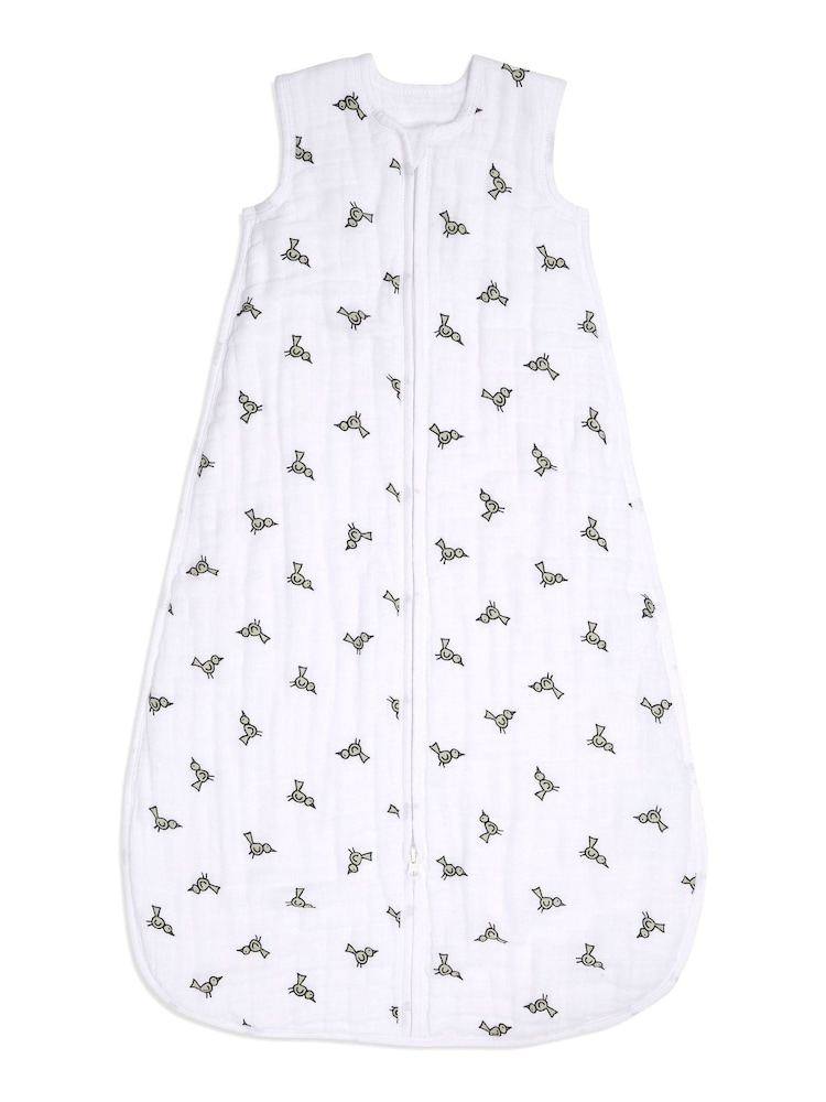 aden + anais White 100% Cotton Muslin Multi-Layer Mid-Season Sleeping Bag 1.5 TOG Jungle Jam - Image 1 of 5