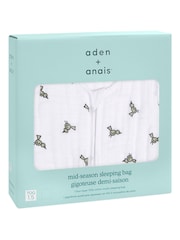aden + anais White 100% Cotton Muslin Multi-Layer Mid-Season Sleeping Bag 1.5 TOG Jungle Jam - Image 2 of 5