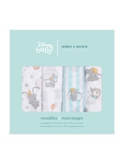 Aden & Anais Dumbo New Heights Essentials Muslin 100% Cotton Blankets 4 Pack - Image 1 of 3