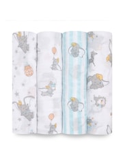 Aden & Anais Dumbo New Heights Essentials Muslin 100% Cotton Blankets 4 Pack - Image 2 of 3