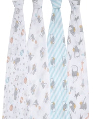 Aden & Anais Dumbo New Heights Essentials Muslin 100% Cotton Blankets 4 Pack - Image 3 of 3