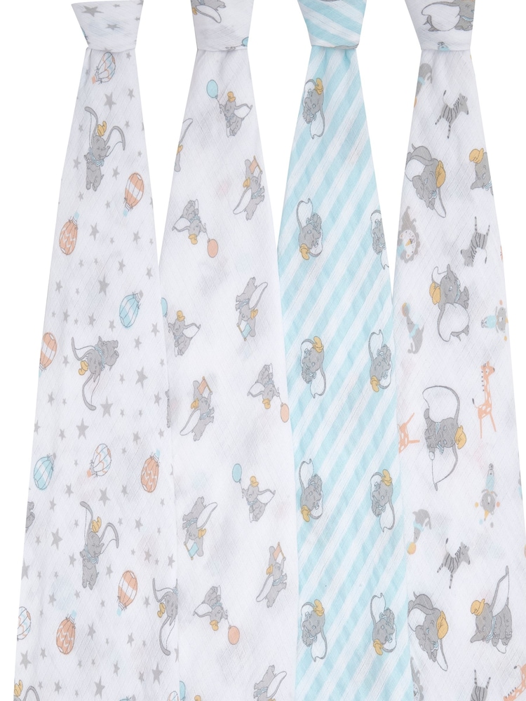 Aden & Anais Dumbo New Heights Essentials Muslin 100% Cotton Blankets 4 Pack - Image 3 of 3