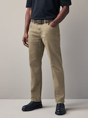Tan Brown Straight Fit Belted Authentic Jeans - Image 1 of 12