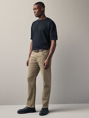 Tan Brown Straight Fit Belted Authentic Jeans - Image 2 of 12