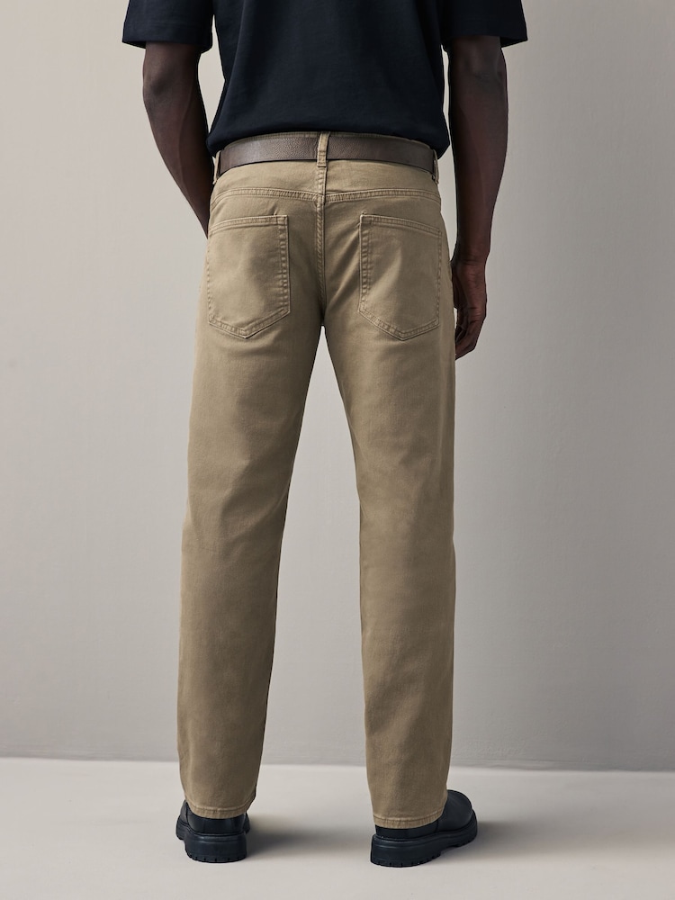 Tan Brown Straight Fit Belted Authentic Jeans - Image 4 of 12