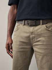 Tan Brown Straight Fit Belted Authentic Jeans - Image 5 of 12