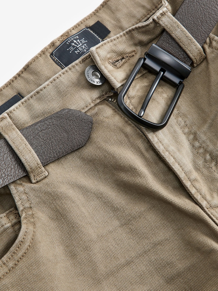 Tan Brown Straight Fit Belted Authentic Jeans - Image 7 of 12