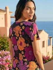 Roman Black Floral Print Tie Front Shirt - Image 2 of 4
