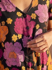 Roman Black Floral Print Tie Front Shirt - Image 4 of 4