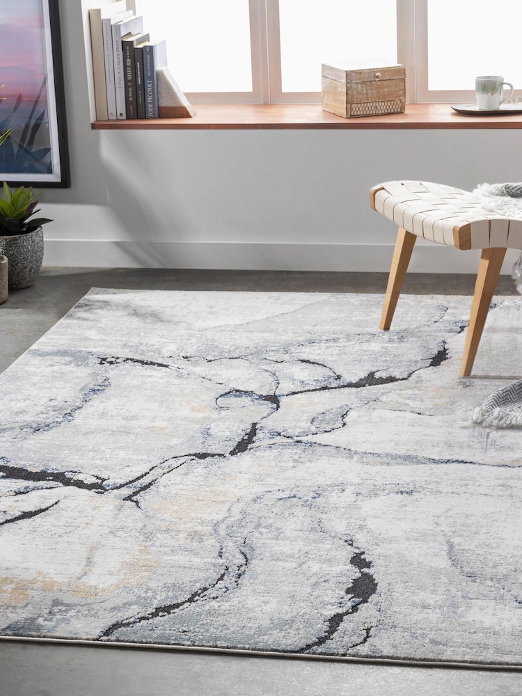 LIVABLISS Blue Jolie Abstract Moderne Marble Rug - Image 1 of 7