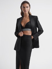 Reiss Black Beth Embellished Bra Top - Image 1 of 6