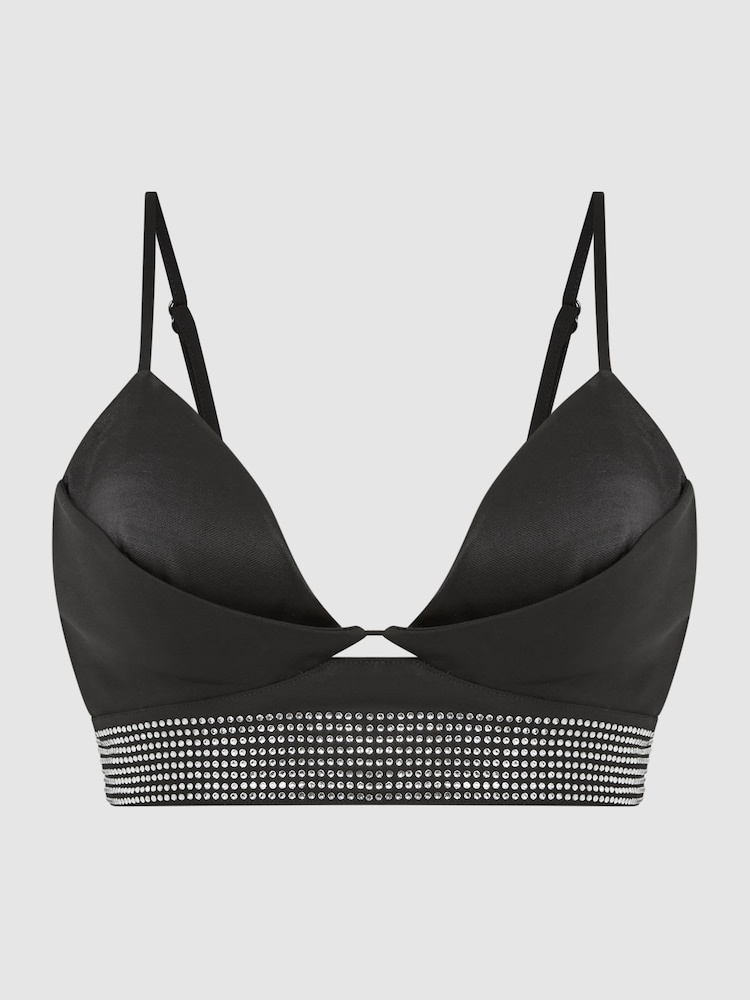 Reiss Black Beth Embellished Bra Top - Image 2 of 6