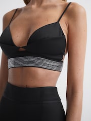 Reiss Black Beth Embellished Bra Top - Image 4 of 6