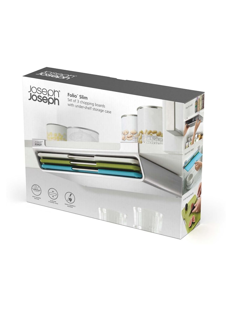 Joseph Joseph 3 Piece Black Folio™ Slim Under-shelf Chopping Board Set - Image 4 of 4