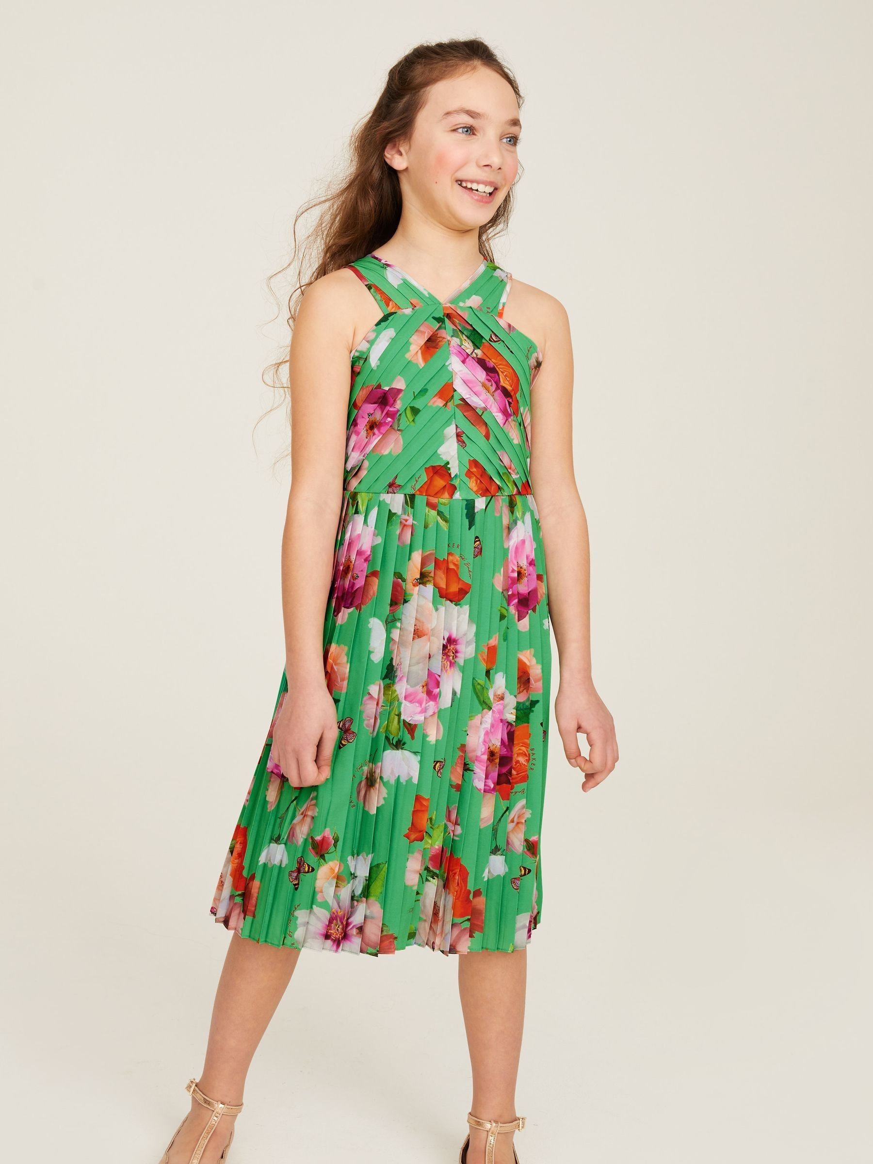 Buy Baker by Ted Baker Green Floral Halter Neck Dress from Next Luxembourg