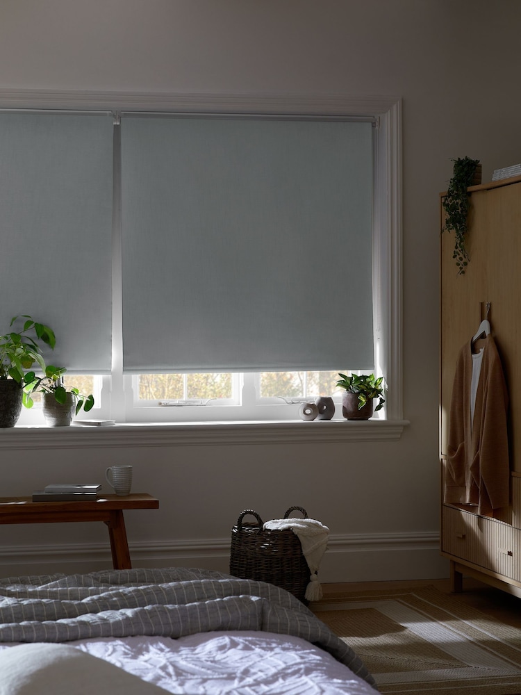 Mid Grey Ready Made Textured Roller Blackout Blind - Image 2 of 6