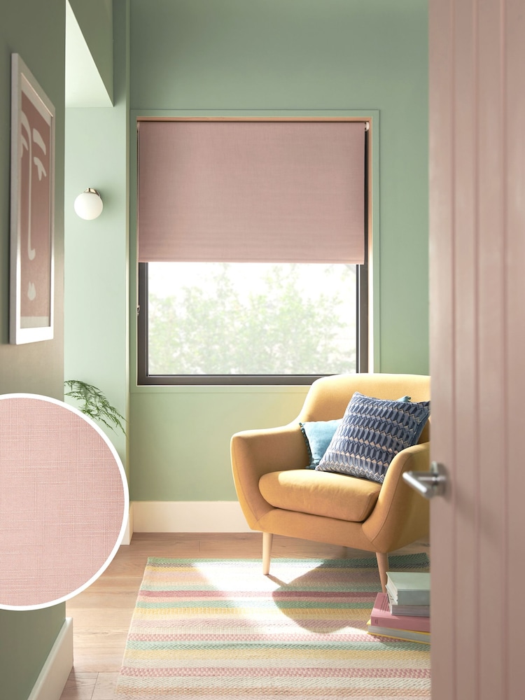 Blush Pink Ready Made Textured Roller Blackout Blind - Image 1 of 6