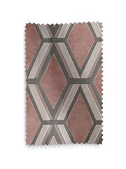 Blush Pink Collection Luxe Heavyweight Geometric Cut Velvet Lined Eyelet Curtains - Image 6 of 6