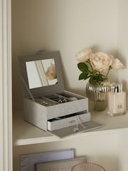 Grey Faux Leather Jewellery Box - Image 1 of 5
