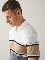 Neutral/Grey Blocked Polo Shirt - Image 1 of 7