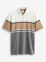 Neutral/Grey Blocked Polo Shirt - Image 5 of 7