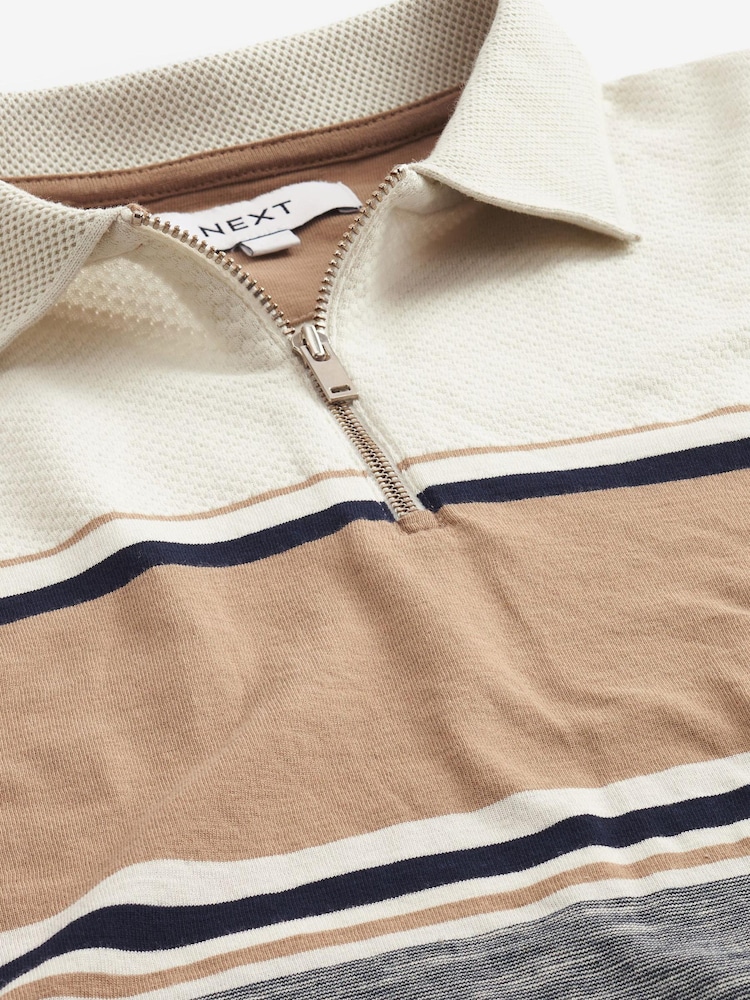 Neutral/Grey Blocked Polo Shirt - Image 6 of 7