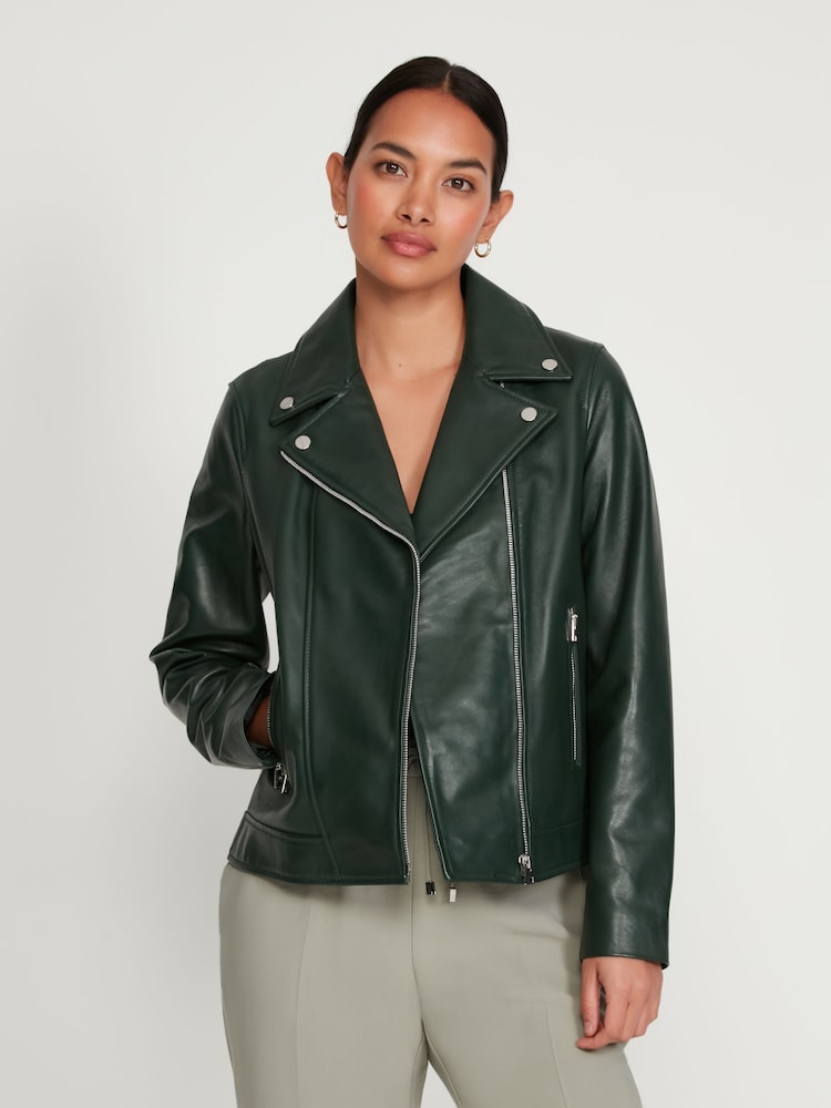 M&Co Green Leather Jacket - Image 1 of 5