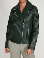 M&Co Green Leather Jacket - Image 5 of 5