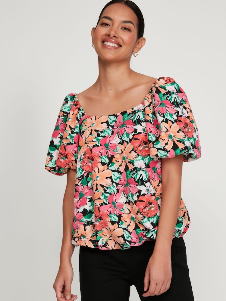 M&Co Black Bright Floral Top - Image 1 of 6