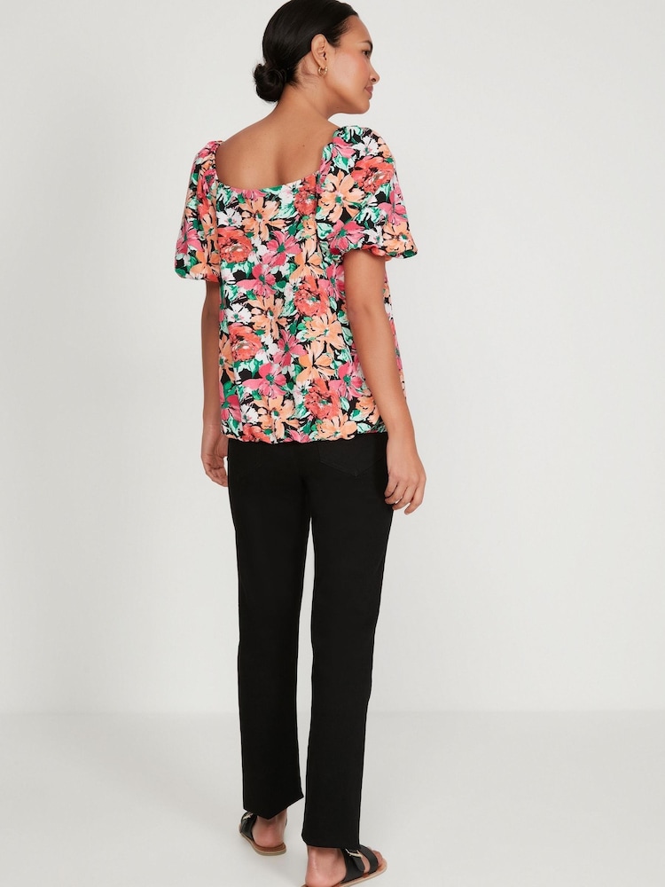 M&Co Black Bright Floral Top - Image 2 of 6