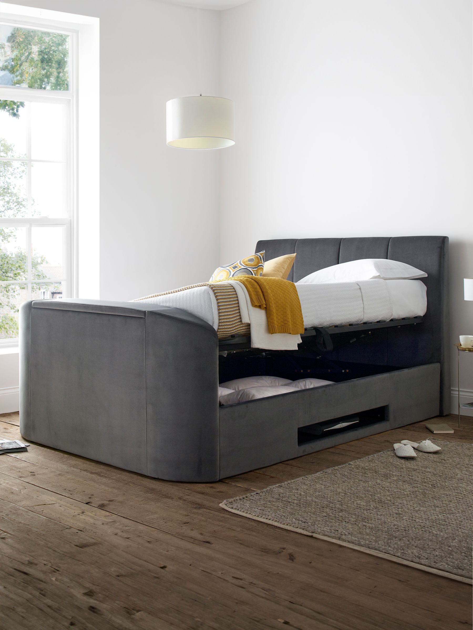 Buy time4sleep Charcoal Grey Copenhagen Upholstered TV Bed from the Next UK online shop