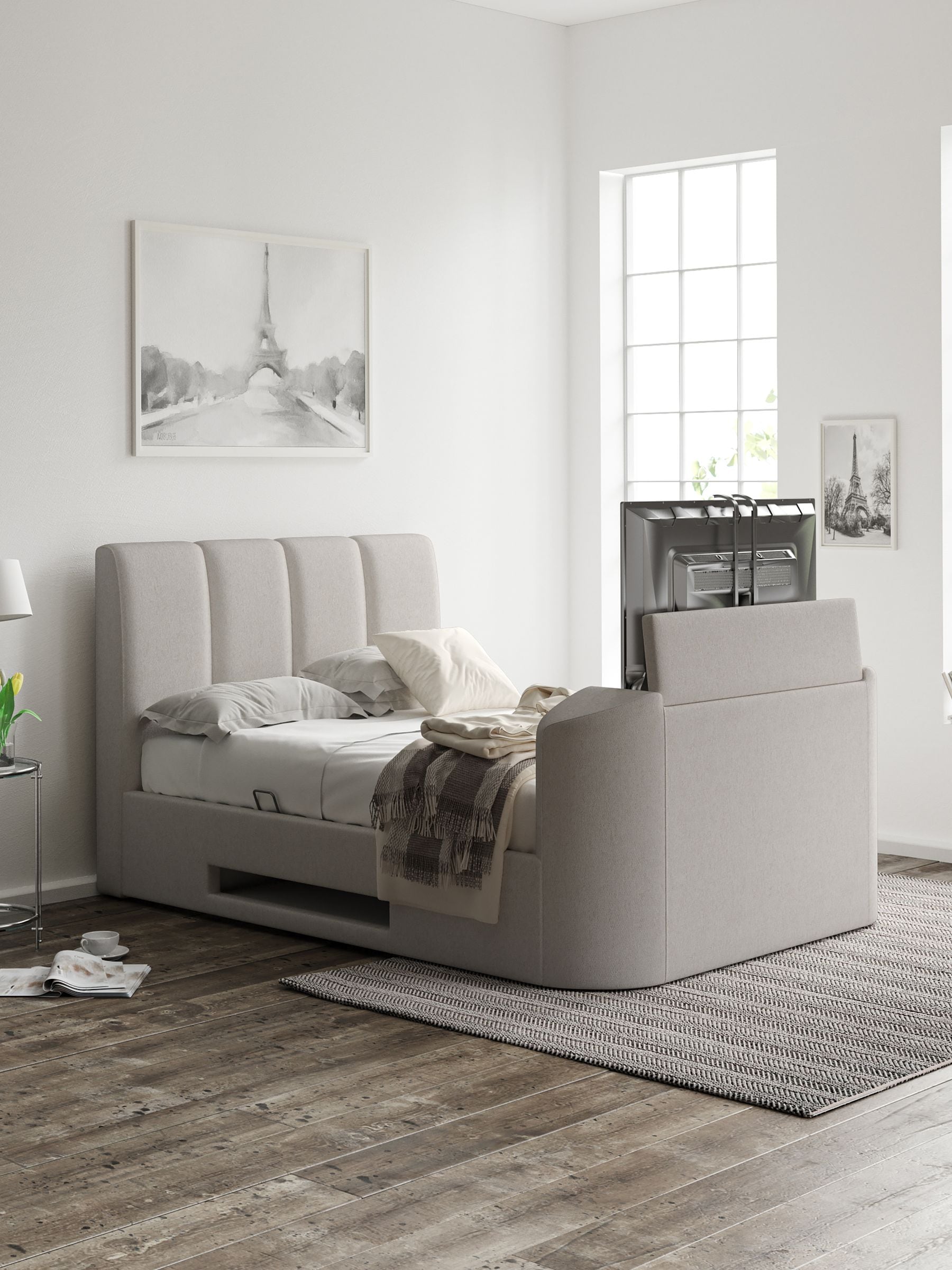  - Copenhagen Upholstered Ottoman Storage Tv Bed ShellKing Size 5Ft Bed Frame Only - Image 3