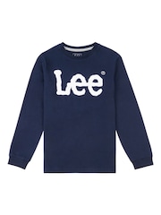 Lee Blue Boys Classic Wobbly 100% Cotton Long Sleeve T-Shirt - Image 1 of 5