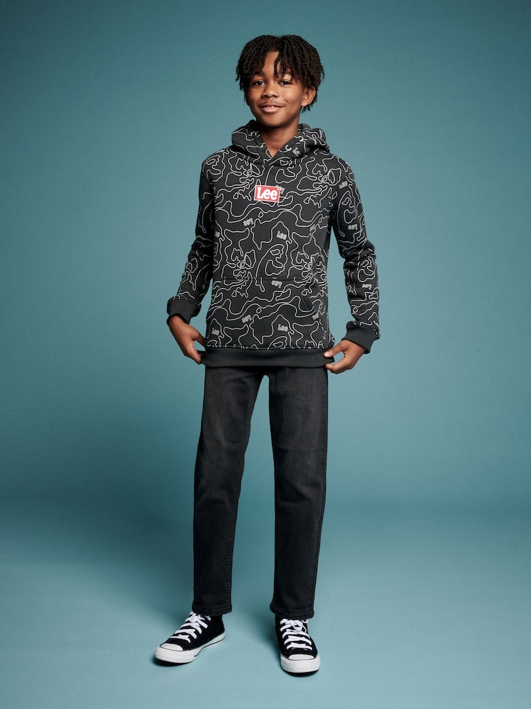 Lee Black Boys Pattern Hoodie - Image 1 of 7
