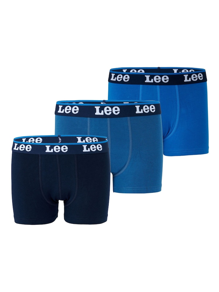 Lee Blue Boys Boxers 3 Pack - Image 1 of 3 Lee Blue Boys Boxers 3 Pack - Image 1 of 3