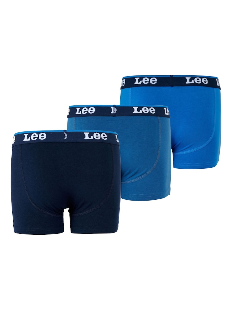 Lee Blue Boys Boxers 3 Pack - Image 2 of 3 Lee Blue Boys Boxers 3 Pack - Image 2 of 3