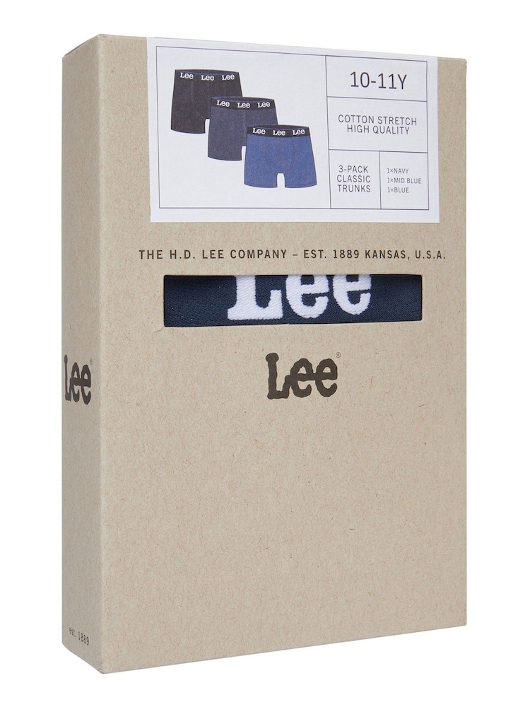 Lee Blue Boys Boxers 3 Pack - Image 3 of 3 Lee Blue Boys Boxers 3 Pack - Image 3 of 3