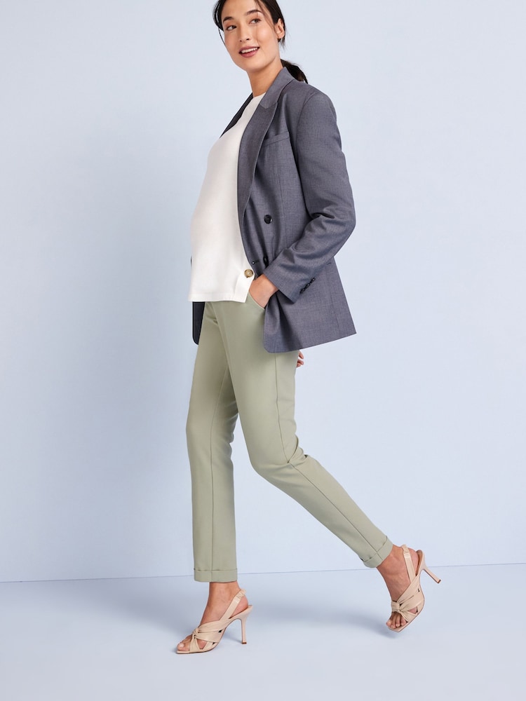 Salbeigrün - Tapered-Hose, Umstandsmode - Bild 1 von 4