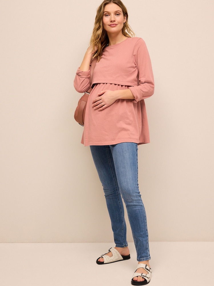 صبغة وسط أزرق شاحب - جينز ضيق للحوامل - Image 2 of 8