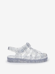 Silver Glitter Jelly Sandals - Image 1 of 4