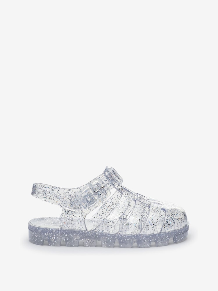 Silver Glitter Jelly Sandals - Image 1 of 4