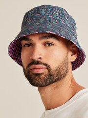 Pink Checkerboard/Navy Blue Texture Festival Reversible Bucket Hat - Image 2 of 10