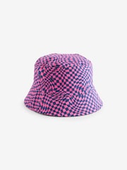 Pink Checkerboard/Navy Blue Texture Festival Reversible Bucket Hat - Image 7 of 10