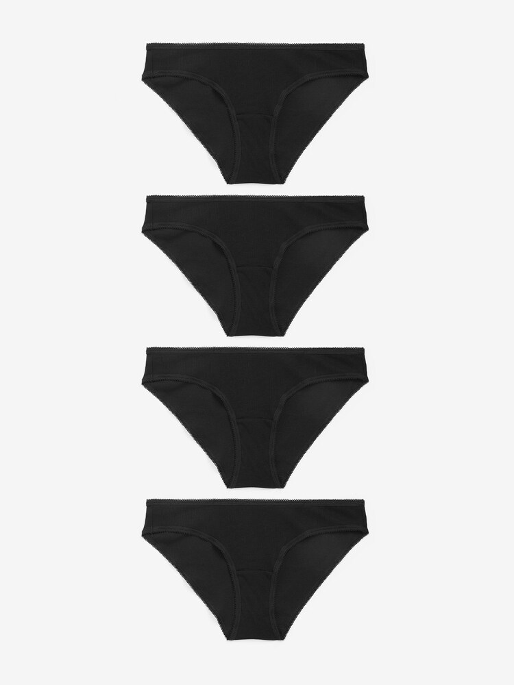 Black Extra High Leg Cotton Rib Knickers 4 Pack - Image 2 of 3