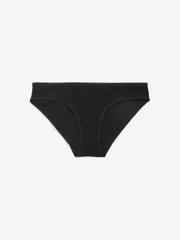 Black Extra High Leg Cotton Rib Knickers 4 Pack - Image 3 of 3
