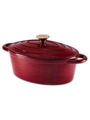 Tower Red 29cm Oval Casserole Cast Iron Pan - Image 1 of 2