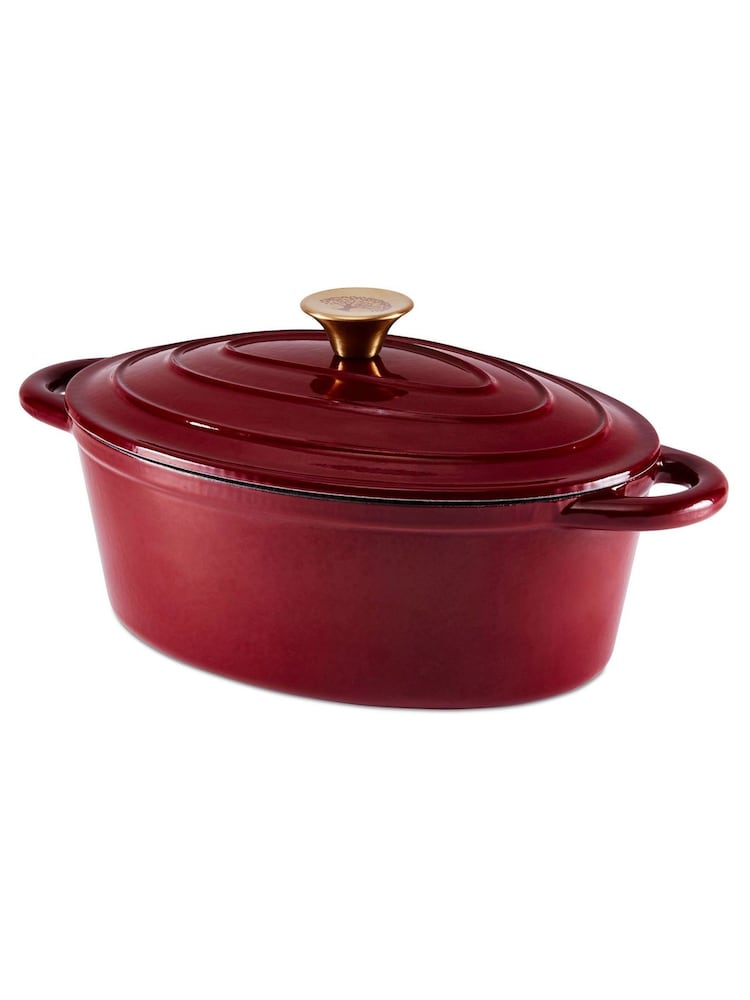 Tower Red 29cm Oval Casserole Cast Iron Pan - Image 1 of 2