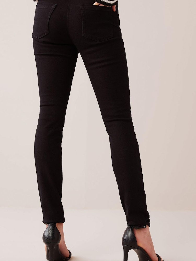 Black Single Button Lift, Slim & Shape Skinny Jeans - Image 2 of 5