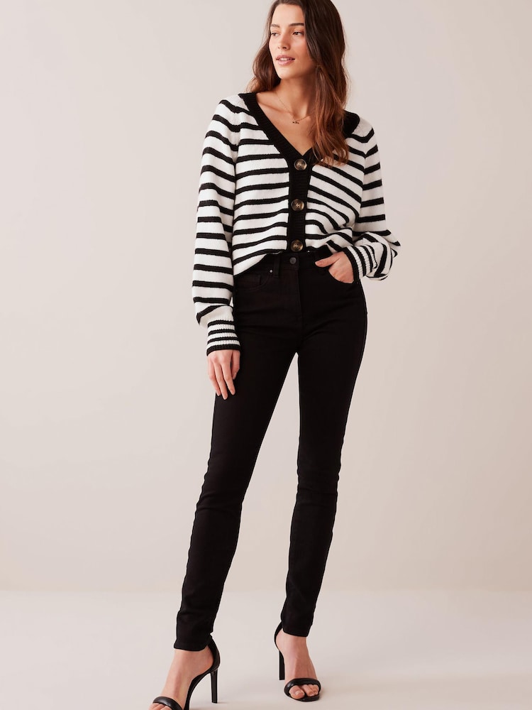 Noir - Jeans skinny liftée, slim et forme à simple bouton - Image 3 of 5