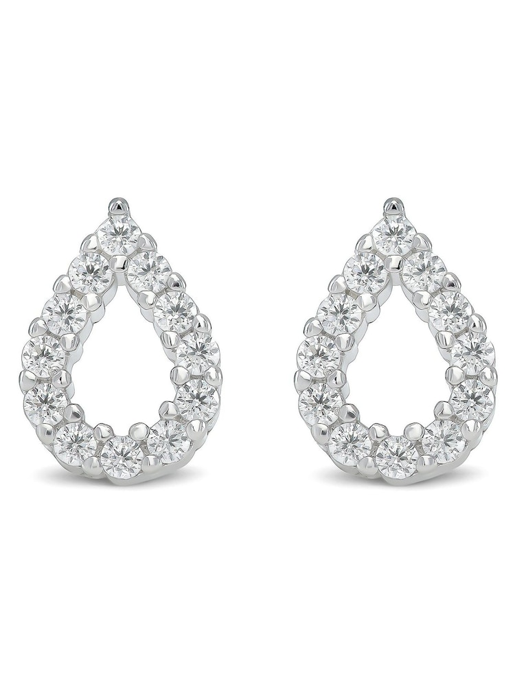 Beaverbrooks Sterling Silver Cubic Zirconia Pear Stud Earrings - Image 1 of 4